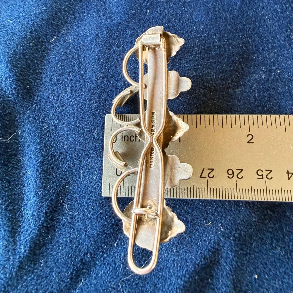 VTG Art Deco Mexico Sterling Silver 925 Grape Leaf Hair Barrette Taxco 0.9oz